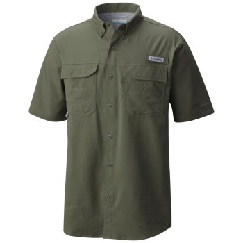 Columbia PFG Blood and Guts III Short Sleeve Woven, Camisa Grises Verdes Para Hombre | 729038-QPH